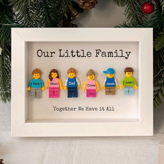 Custom Minifigures with Frame for Family - Perfect Mother's Day or Father's Day Gift