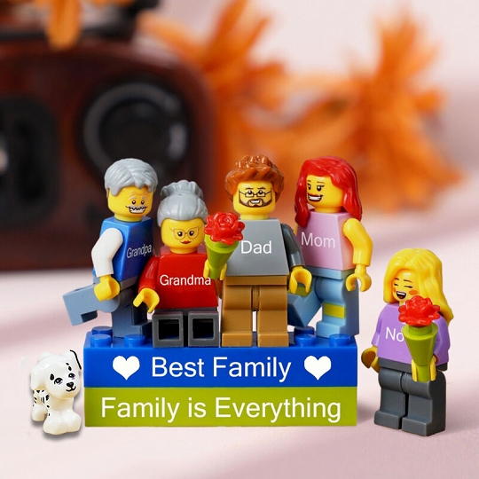 Custom Minifigures with Brick for Family - Perfect Mother's Day or Father's Day Gift