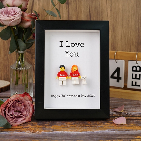 Custom Minifigures with Frame for Couple - Perfect Valentine's Day Gift