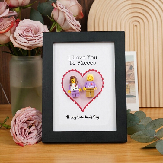 Custom Minifigures with Frame for Couple - Unique Valentine's Day Gift