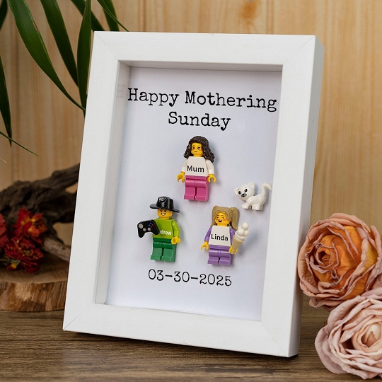 Custom Minifigures with Frame for Family - Best Mothering Sunday Gift