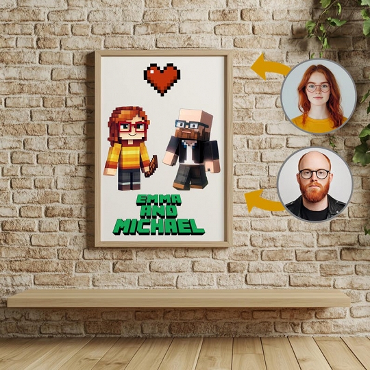 Custom Minecraft-Style Portrait from Photo - Personalised Gift for Your Lover