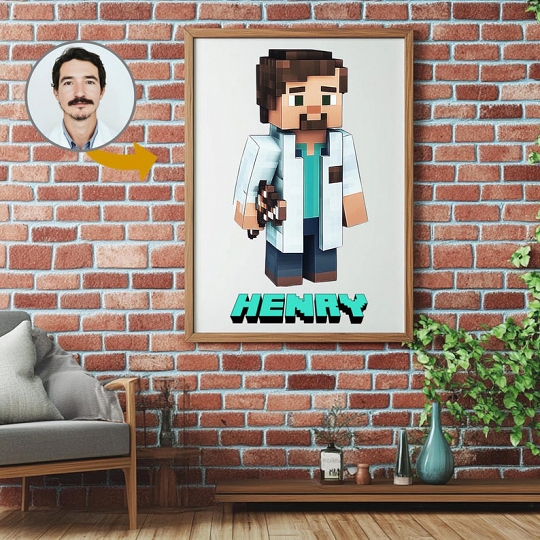 Custom Minecraft-Style Portrait from Photo - Personalised Gift for Your Lover