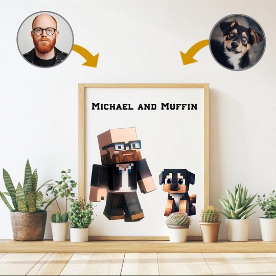 Custom Minecraft-Style Portrait from Photo - Personalised Gift for Your Lover