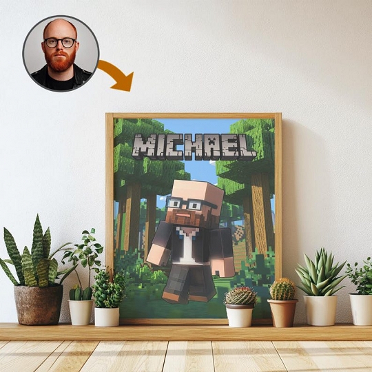 Custom Minecraft-Style Portrait from Photo - Personalised Gift for Your Lover