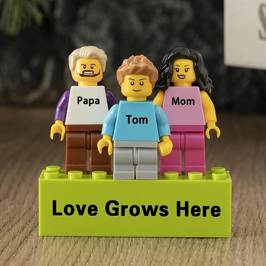 Custom Minifigures with Brick for Family - Love Grows Here