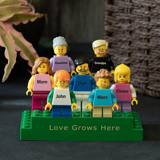 Custom Minifigures with Brick for Family - Love Grows Here