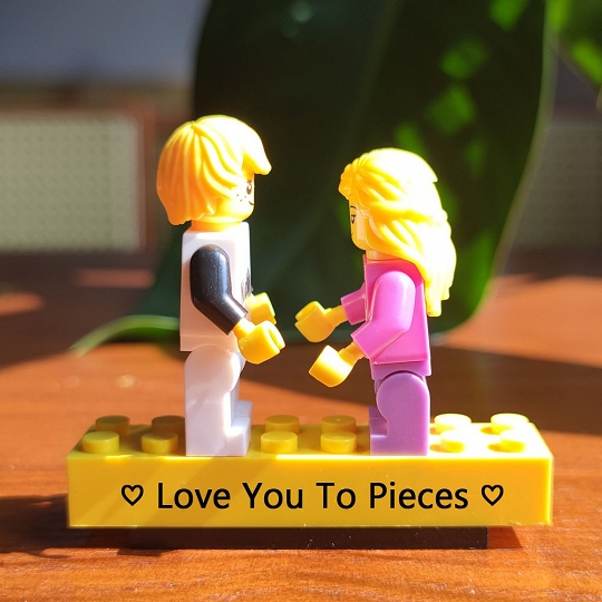 Custom Minifigures with Brick for Couple - I Love You