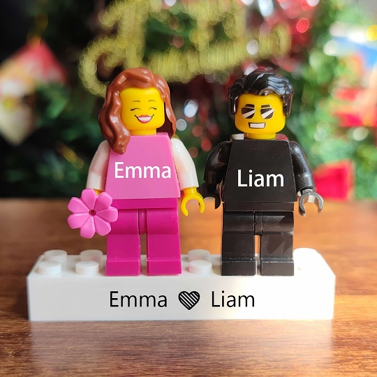 Custom Minifigures with Brick for Couple - Personalized Gift for Her