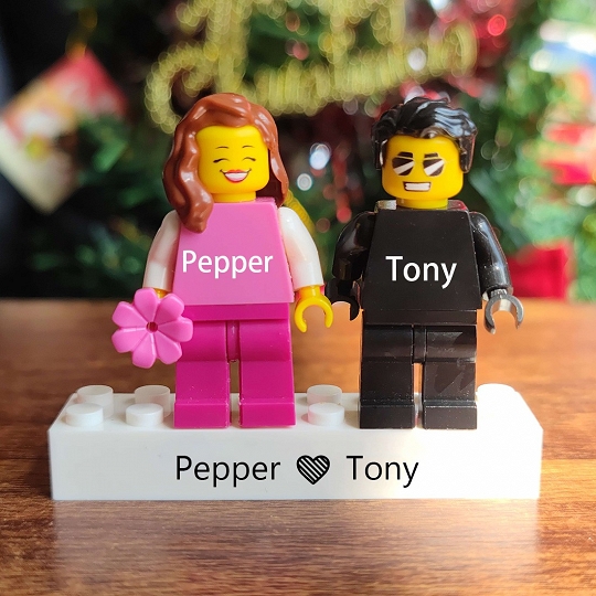 Custom Minifigures with Brick for Couple - Personalized Gift for Her