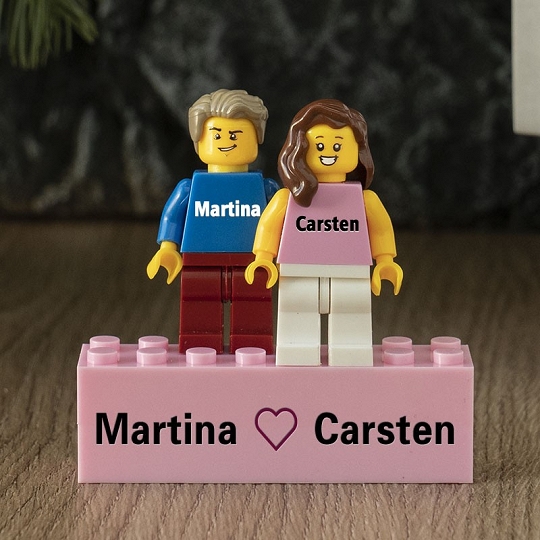 Custom Minifigures with Brick for Couple - Unique Anniversary Gift for Her