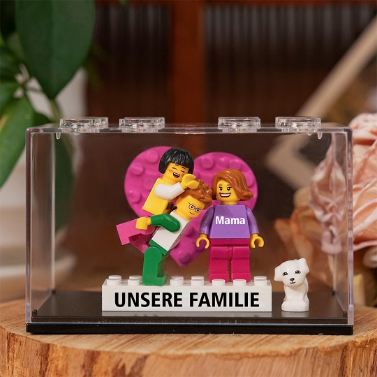 Individuelle Minifiguren mit Stein für die Familie mit Box – Perfektes Muttertagsgeschenk