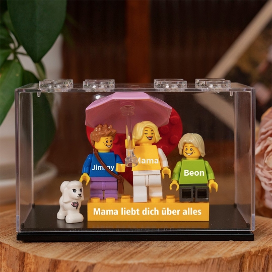 Individuelle Minifiguren mit Stein für die Familie in einer Box – Alles Liebe zum Muttertag