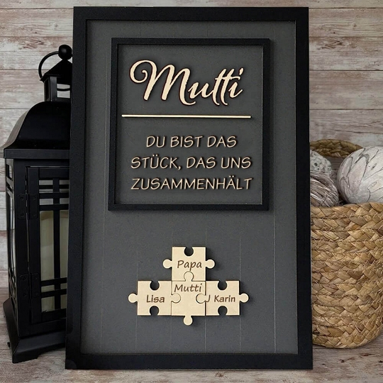 Benutzerdefinierte Muttertag Puzzle Zeichen | Mama Du bist das Stück, das uns zusammenhält | personalisiertem Muttertag Geschenk
