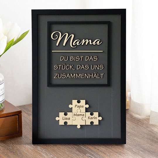 Benutzerdefinierte Muttertag Puzzle Zeichen | Mama Du bist das Stück, das uns zusammenhält | personalisiertem Muttertag Geschenk