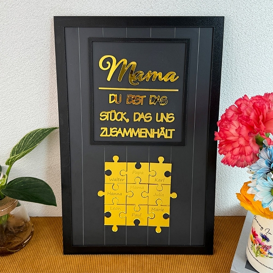 Benutzerdefinierte Muttertag Puzzle Zeichen | Mama Du bist das Stück, das uns zusammenhält | personalisiertem Muttertag Geschenk
