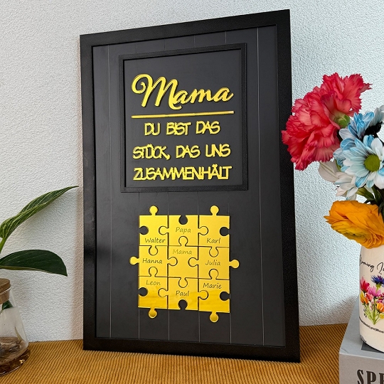 Benutzerdefinierte Muttertag Puzzle Zeichen | Mama Du bist das Stück, das uns zusammenhält | personalisiertem Muttertag Geschenk
