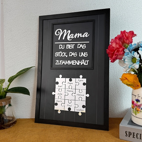 Benutzerdefinierte Muttertag Puzzle Zeichen | Mama Du bist das Stück, das uns zusammenhält | personalisiertem Muttertag Geschenk
