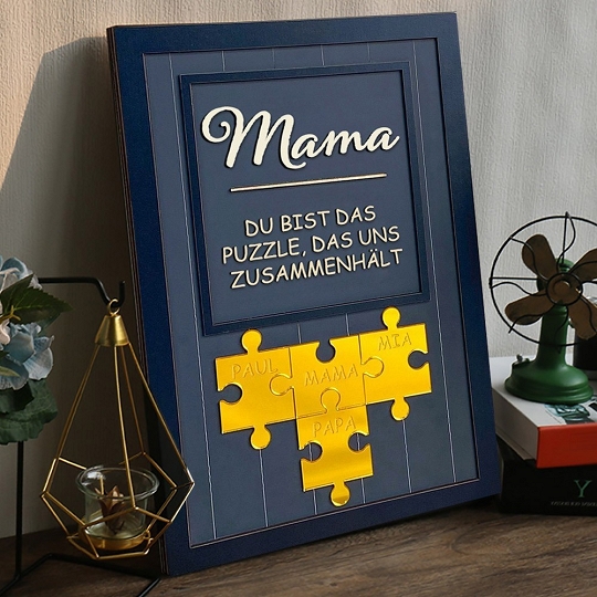 Benutzerdefinierte Muttertag Puzzle Zeichen | Mama Du bist das Stück, das uns zusammenhält | personalisiertem Muttertag Geschenk
