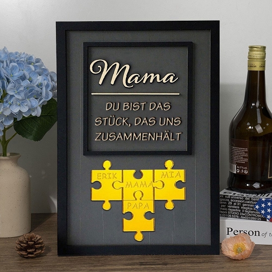 Benutzerdefinierte Muttertag Puzzle Zeichen | Mama Du bist das Stück, das uns zusammenhält | personalisiertem Muttertag Geschenk