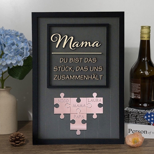 Benutzerdefinierte Muttertag Puzzle Zeichen | Mama Du bist das Stück, das uns zusammenhält | personalisiertem Muttertag Geschenk