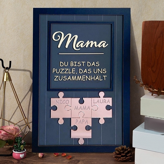 Benutzerdefinierte Muttertag Puzzle Zeichen | Mama Du bist das Stück, das uns zusammenhält | personalisiertem Muttertag Geschenk
