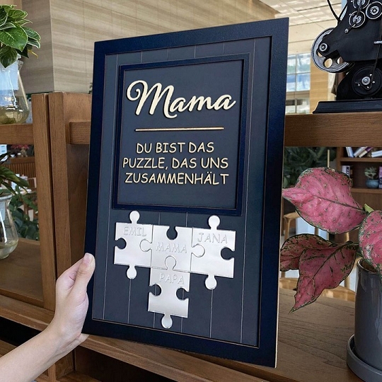 Benutzerdefinierte Muttertag Puzzle Zeichen | Mama Du bist das Stück, das uns zusammenhält | personalisiertem Muttertag Geschenk