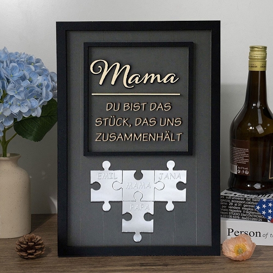 Benutzerdefinierte Muttertag Puzzle Zeichen | Mama Du bist das Stück, das uns zusammenhält | personalisiertem Muttertag Geschenk