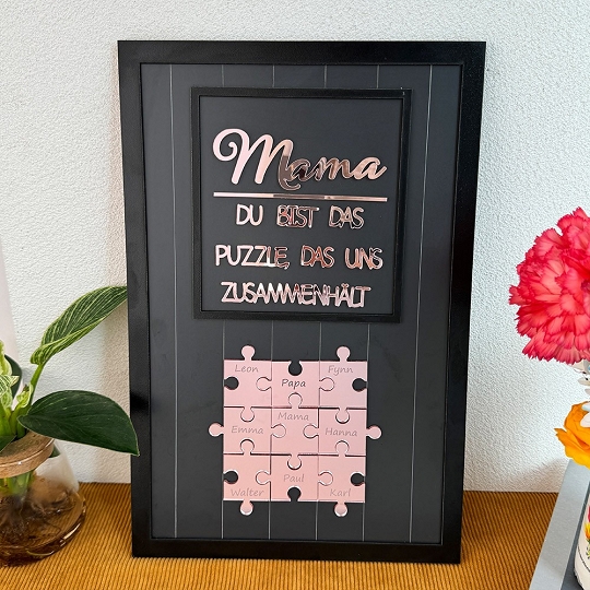 Benutzerdefinierte Muttertag Puzzle Zeichen | Mama Du bist das Stück, das uns zusammenhält | personalisiertem Muttertag Geschenk