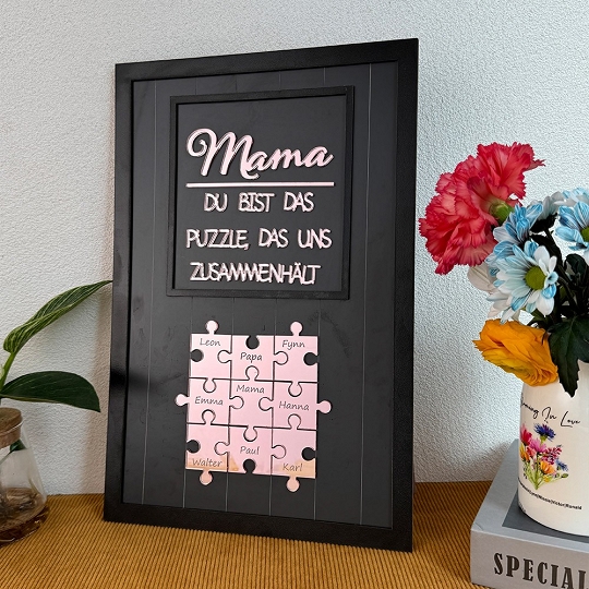 Benutzerdefinierte Muttertag Puzzle Zeichen | Mama Du bist das Stück, das uns zusammenhält | personalisiertem Muttertag Geschenk
