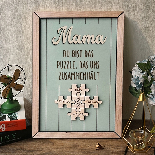 Benutzerdefinierte Muttertag Puzzle Zeichen | Mama Du bist das Stück, das uns zusammenhält | personalisiertem Muttertag Geschenk