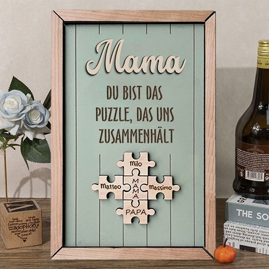Benutzerdefinierte Muttertag Puzzle Zeichen | Mama Du bist das Stück, das uns zusammenhält | personalisiertem Muttertag Geschenk