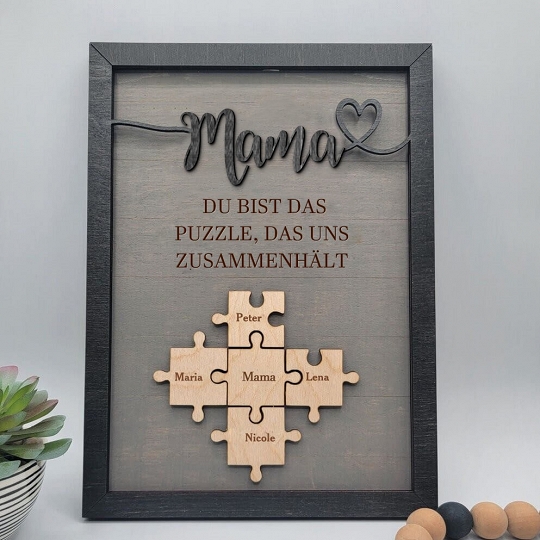 Benutzerdefinierte Muttertag Puzzle Zeichen | Mama Du bist das Stück, das uns zusammenhält | personalisiertem Muttertag Geschenk