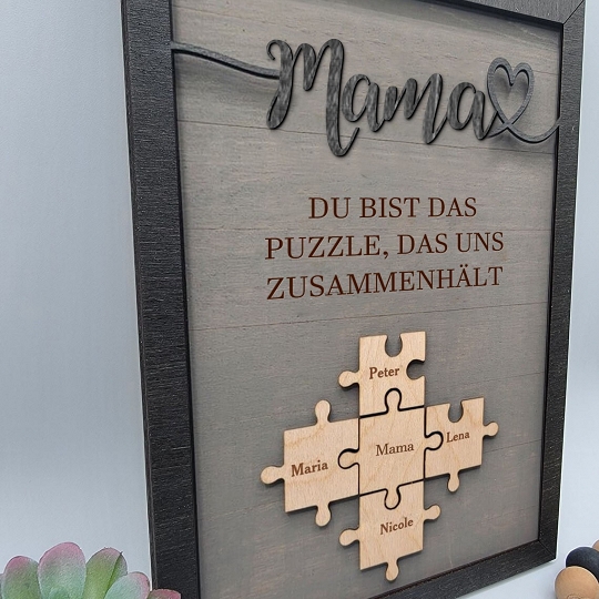 Benutzerdefinierte Muttertag Puzzle Zeichen | Mama Du bist das Stück, das uns zusammenhält | personalisiertem Muttertag Geschenk