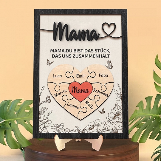 Benutzerdefinierte Muttertag Puzzle Zeichen | Mama Du bist das Stück, das uns zusammenhält | personalisiertem Muttertag Geschenk