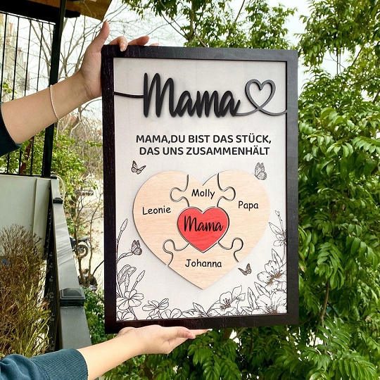 Benutzerdefinierte Muttertag Puzzle Zeichen | Mama Du bist das Stück, das uns zusammenhält | personalisiertem Muttertag Geschenk
