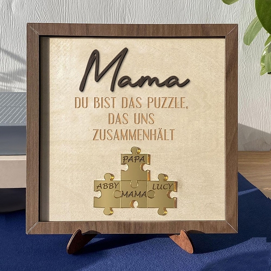 Benutzerdefinierte Muttertag Puzzle Zeichen | Mama Du bist das Stück, das uns zusammenhält | personalisiertem Muttertag Geschenk