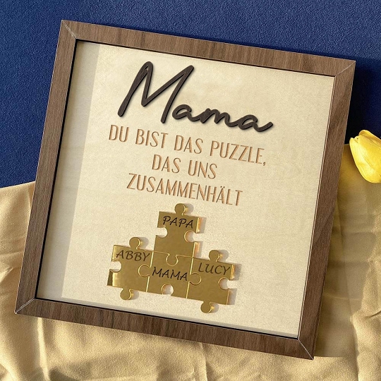 Benutzerdefinierte Muttertag Puzzle Zeichen | Mama Du bist das Stück, das uns zusammenhält | personalisiertem Muttertag Geschenk