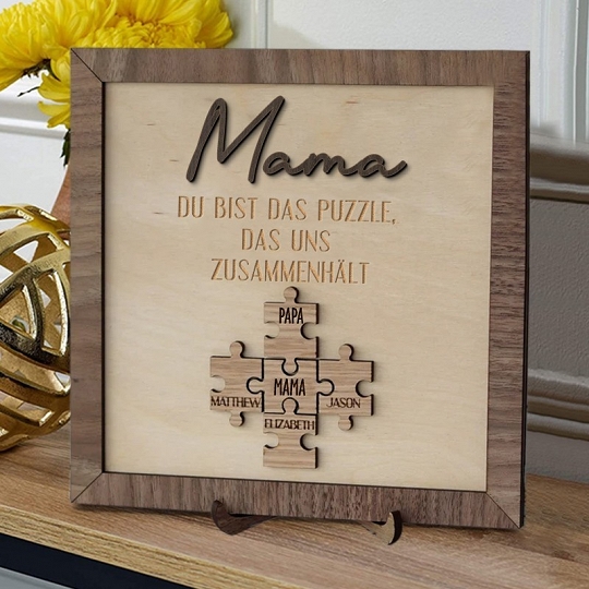 Benutzerdefinierte Muttertag Puzzle Zeichen | Mama Du bist das Stück, das uns zusammenhält | personalisiertem Muttertag Geschenk