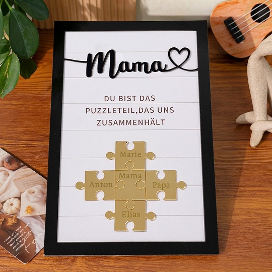Benutzerdefinierte Muttertag Puzzle Zeichen | Mama Du bist das Stück, das uns zusammenhält | personalisiertem Muttertag Geschenk
