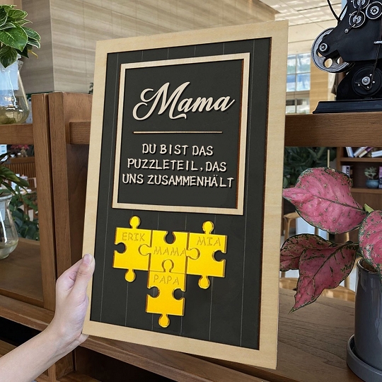 Benutzerdefinierte Muttertag Puzzle Zeichen | Mama Du bist das Stück, das uns zusammenhält | personalisiertem Muttertag Geschenk