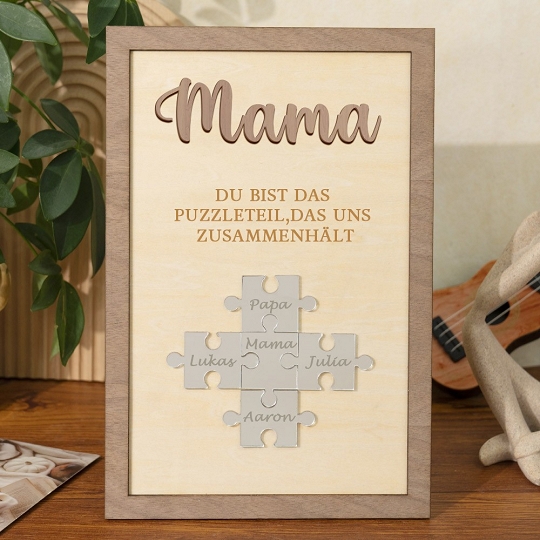 Benutzerdefinierte Muttertag Puzzle Zeichen | Mama Du bist das Stück, das uns zusammenhält | personalisiertem Muttertag Geschenk