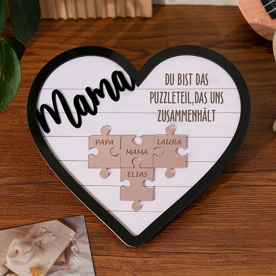 Benutzerdefinierte Muttertag Puzzle Zeichen | Mama Du bist das Stück, das uns zusammenhält | personalisiertem Muttertag Geschenk
