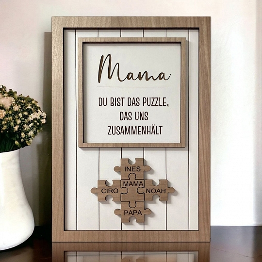 Benutzerdefinierte Muttertag Puzzle Zeichen | Mama Du bist das Stück, das uns zusammenhält | personalisiertem Muttertag Geschenk