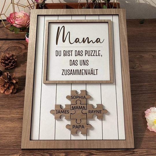 Benutzerdefinierte Muttertag Puzzle Zeichen | Mama Du bist das Stück, das uns zusammenhält | personalisiertem Muttertag Geschenk