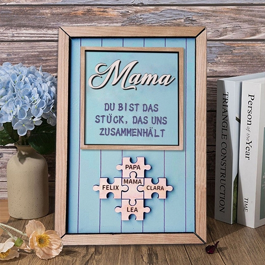 Benutzerdefinierte Muttertag Puzzle Zeichen | Mama Du bist das Stück, das uns zusammenhält | personalisiertem Muttertag Geschenk