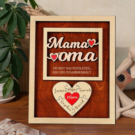 Benutzerdefinierte Muttertag Puzzle Zeichen | Mama Du bist das Stück, das uns zusammenhält | personalisiertem Muttertag Geschenk