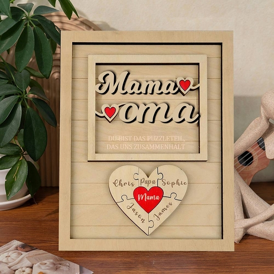 Benutzerdefinierte Muttertag Puzzle Zeichen | Mama Du bist das Stück, das uns zusammenhält | personalisiertem Muttertag Geschenk