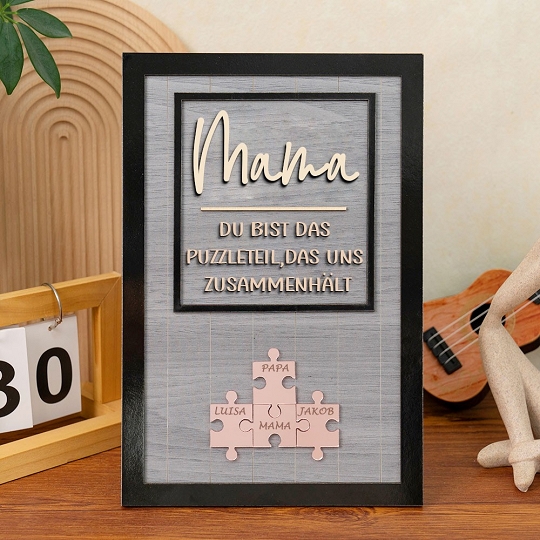 Benutzerdefinierte Muttertag Puzzle Zeichen | Mama Du bist das Stück, das uns zusammenhält | personalisiertem Muttertag Geschenk
