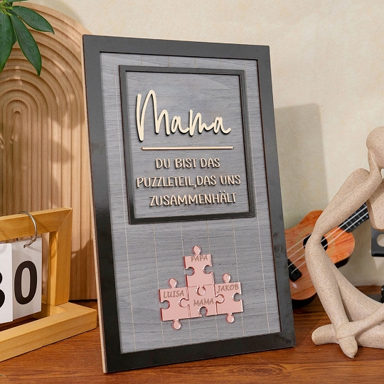 Benutzerdefinierte Muttertag Puzzle Zeichen | Mama Du bist das Stück, das uns zusammenhält | personalisiertem Muttertag Geschenk